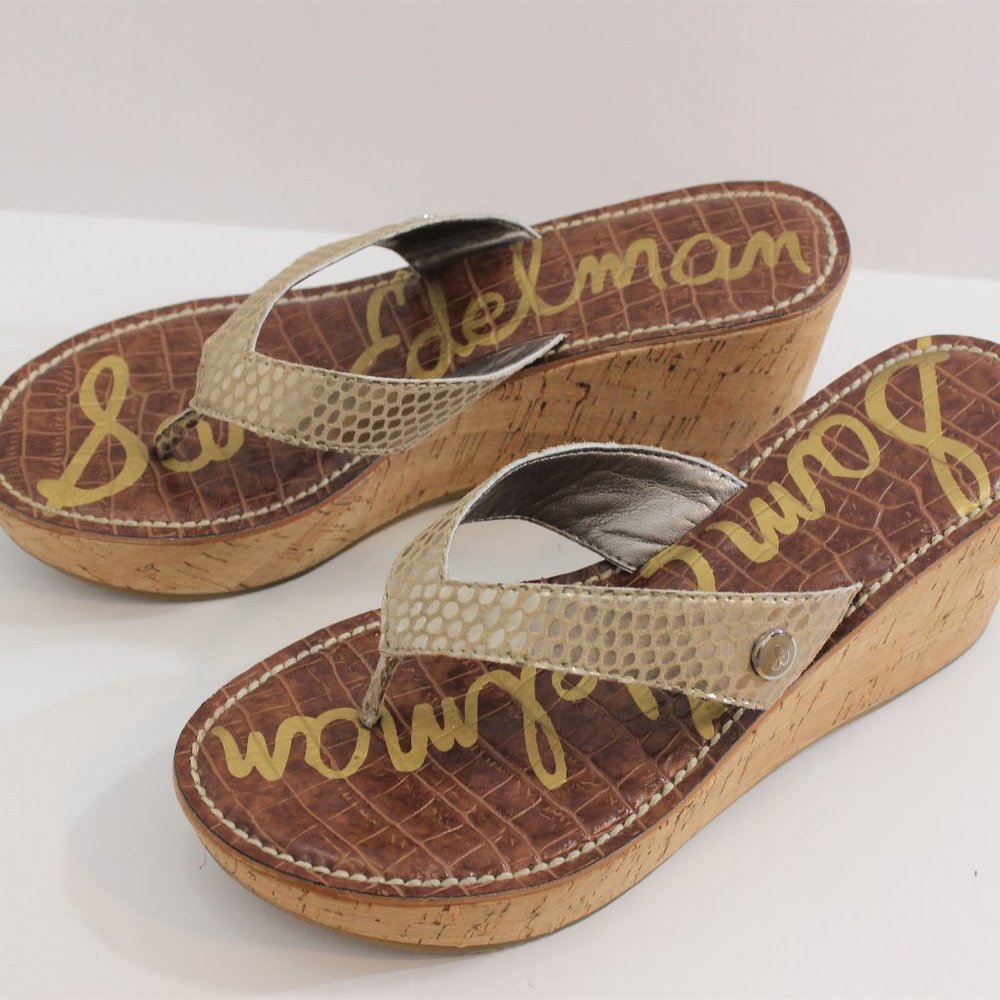 Sam Edelman Suede Gold Python Print Wedge - image 7